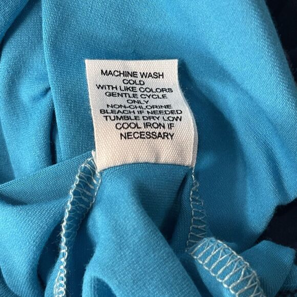 Willow Drive Medium Top V-Neck Dolman Sleeves Stretch Colorblock Blue Multi New - Picture 8 of 8